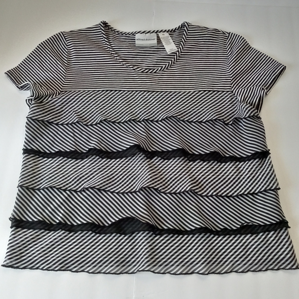 Alfred Dunner Striped Ruffled Tiered Top